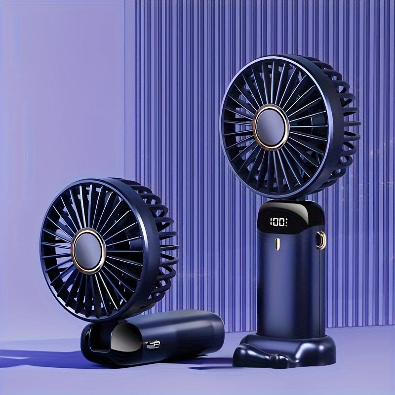 1pc Compact Handheld Fan - USB Rechargeable, 5-Speed, Foldable Design with LED Display - Ideal for Office, Outdoor Travel, & Back to School