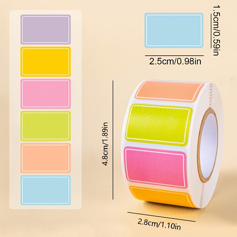 500-Piece Roll Vibrant Color-Coded Index Tabs - Durable, Waterproof, and Removable Sticky Labels for Effortless Organizing, Tagging, and Creating Personalized Name Tags - Ideal for Office, School, and Home Use