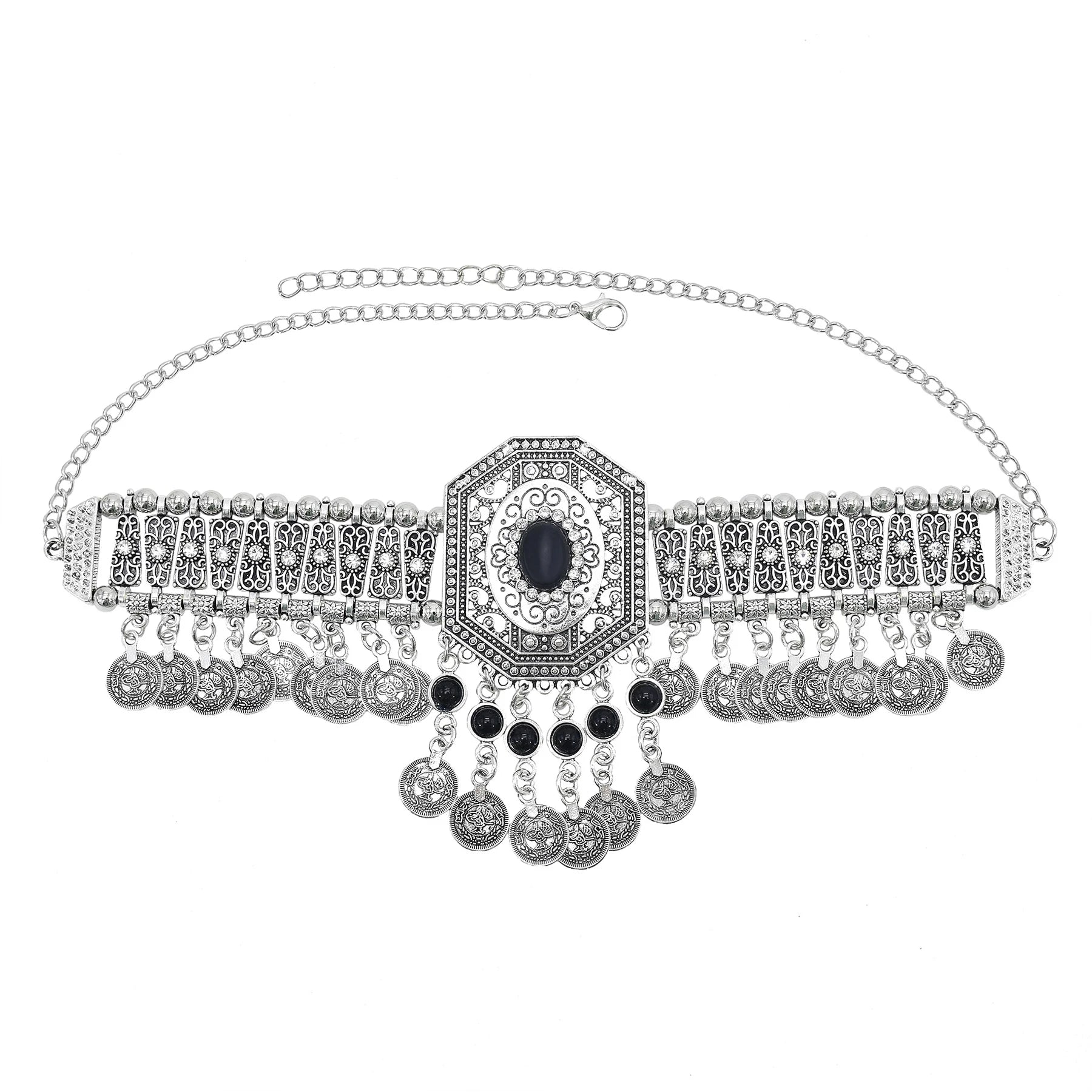 Turkish Ethnic Coin Choker Necklace Earrings for Women Vintage Gypsy Indian Afghan Dress Collar Statement Jewelry Sets