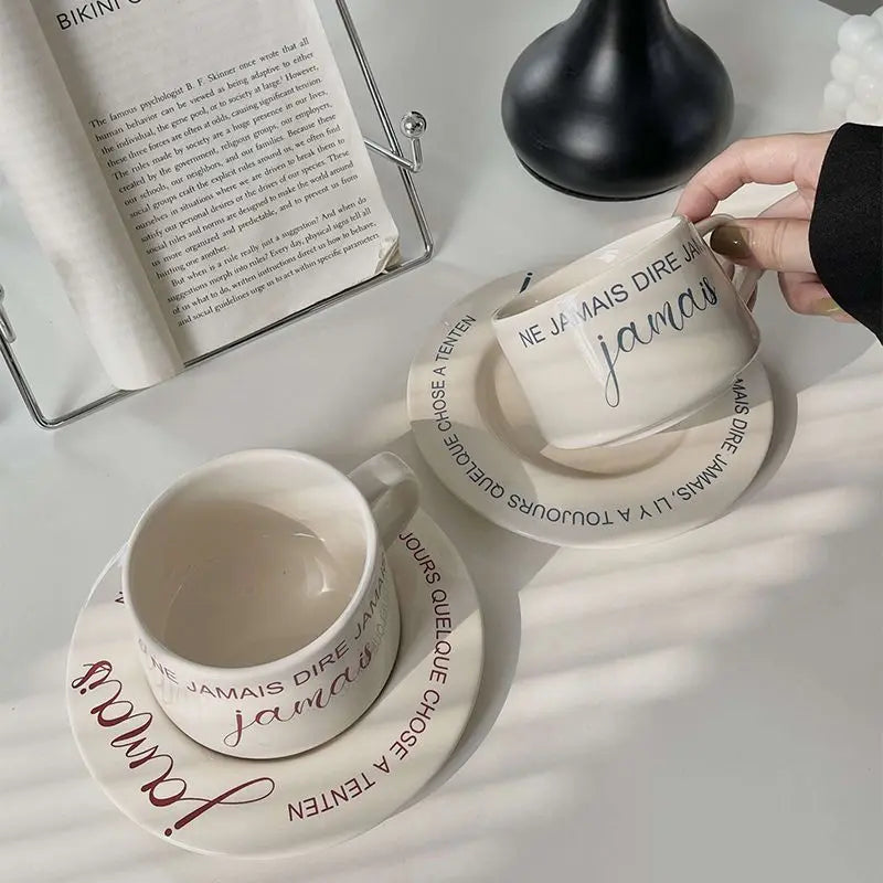 Ceramic Mug Household Coffee Cup Saucers Set Nordic Style Minimalist Beautiful Girls' Breakfast Cups Creative Birthday Gifts