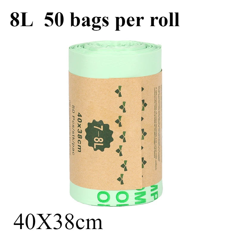 50PCS 6/8/10/30L Biodegradable Garbage Bags Household Compostable Garbage Bags Thickened Breakpoint Easy To Tear Garbage Bags