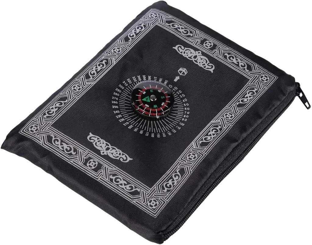 Prayer Rug Polyester Portable Braided Mats Simply Print with Compass In Pouch Travel Home New Style Mat Blanket 100x60cm