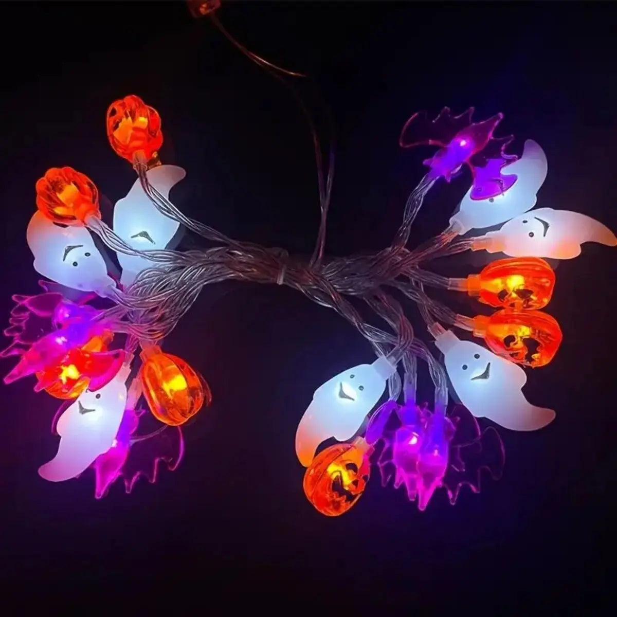 1PC Halloween String Light Battery Powered 3D Pumpkin Bat Ghost Lights Halloween Decoration Lamp For Party(Battery Not Included)