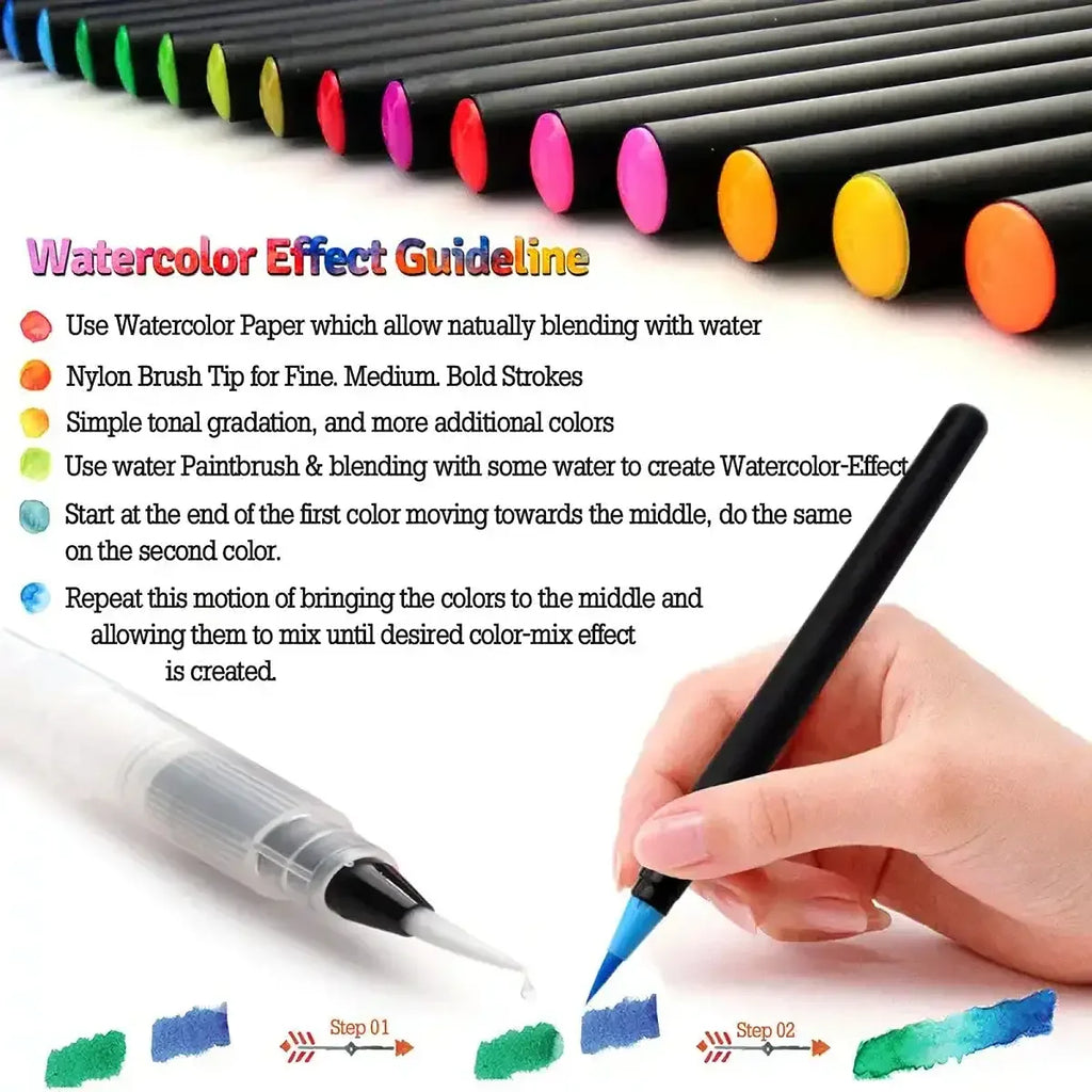20+1 Watercolor Brush Pen Set - Premium Nylon Bristle Tip, Vibrant Colors for Painting, Calligraphy, Art Projects & Crafting