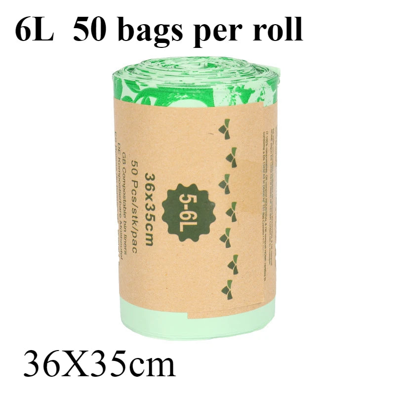 50PCS 6/8/10/30L Biodegradable Garbage Bags Household Compostable Garbage Bags Thickened Breakpoint Easy To Tear Garbage Bags