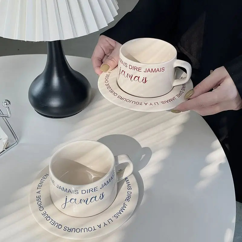 Ceramic Mug Household Coffee Cup Saucers Set Nordic Style Minimalist Beautiful Girls' Breakfast Cups Creative Birthday Gifts
