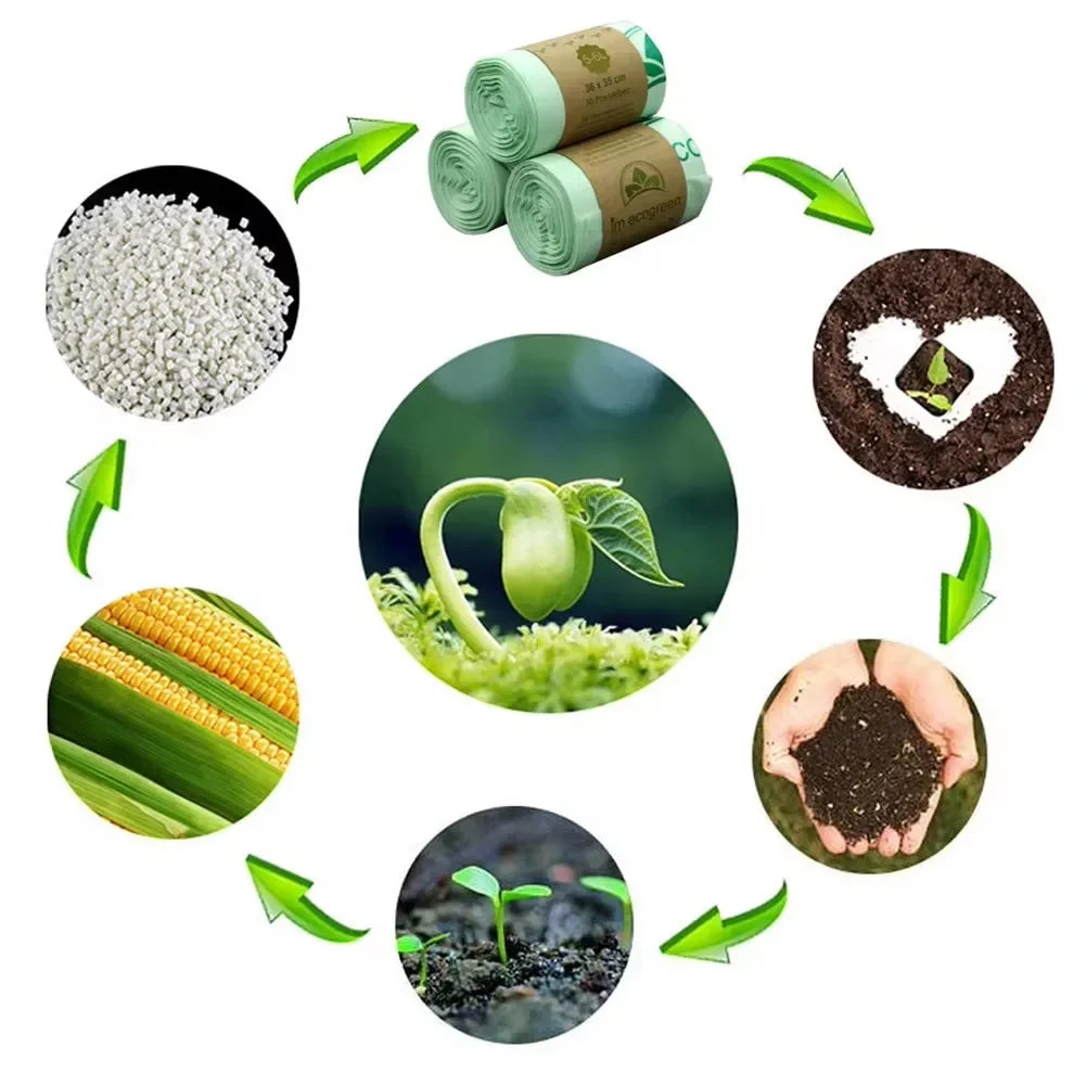 50PCS 6/8/10/30L Biodegradable Garbage Bags Household Compostable Garbage Bags Thickened Breakpoint Easy To Tear Garbage Bags