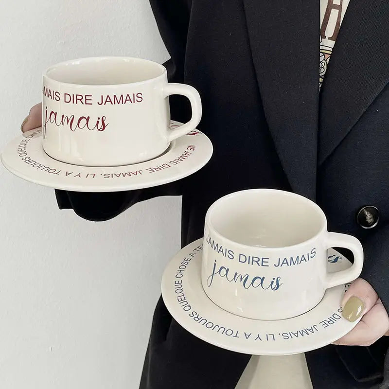 Ceramic Mug Household Coffee Cup Saucers Set Nordic Style Minimalist Beautiful Girls' Breakfast Cups Creative Birthday Gifts