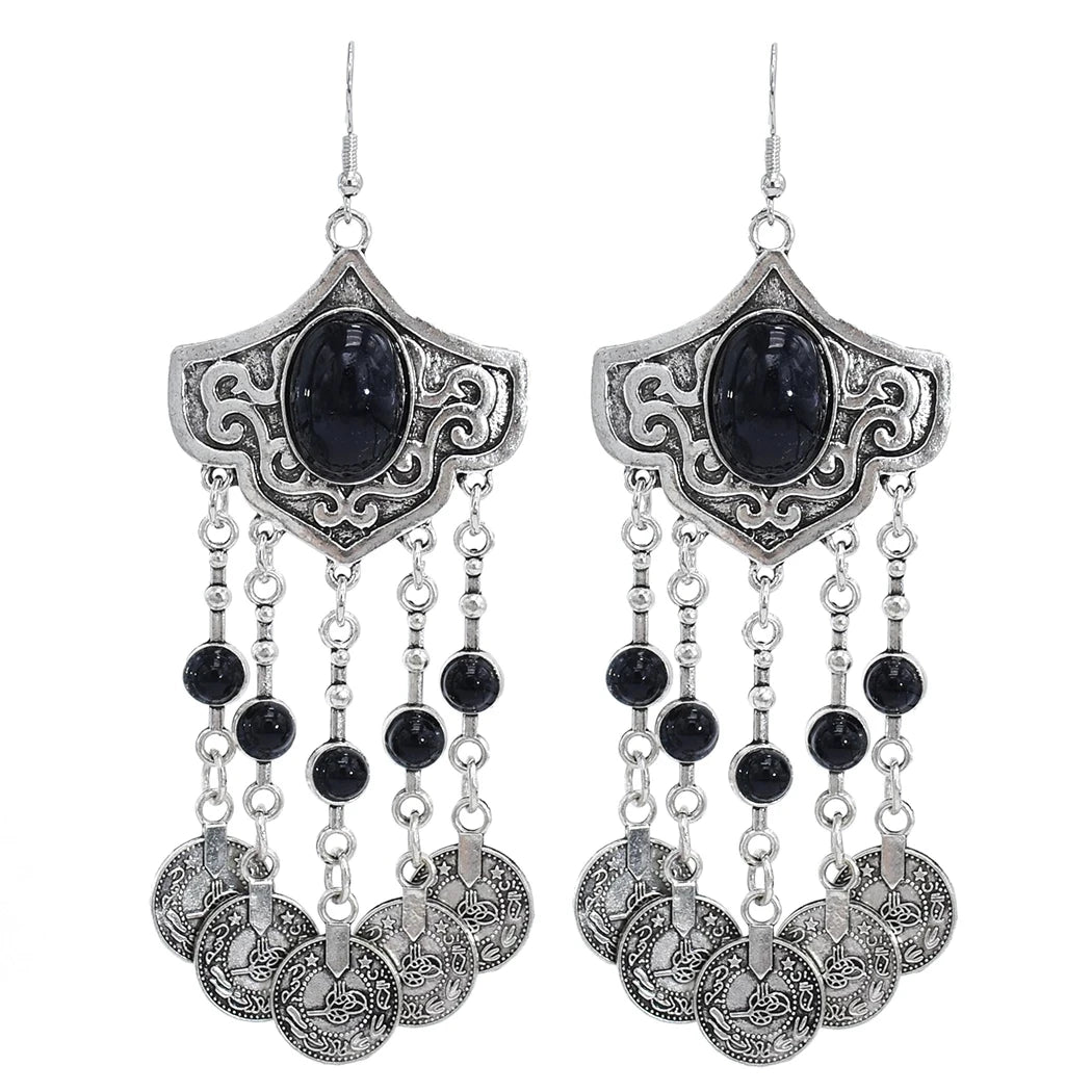 Turkish Ethnic Coin Choker Necklace Earrings for Women Vintage Gypsy Indian Afghan Dress Collar Statement Jewelry Sets