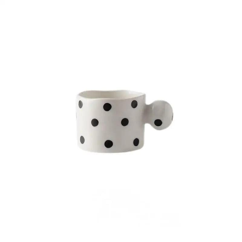 Hepburn black and white polka dot spherical irregular mug minimalist ceramic cup