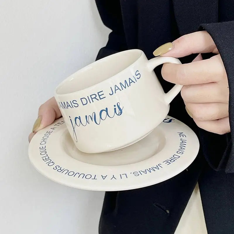 Ceramic Mug Household Coffee Cup Saucers Set Nordic Style Minimalist Beautiful Girls' Breakfast Cups Creative Birthday Gifts