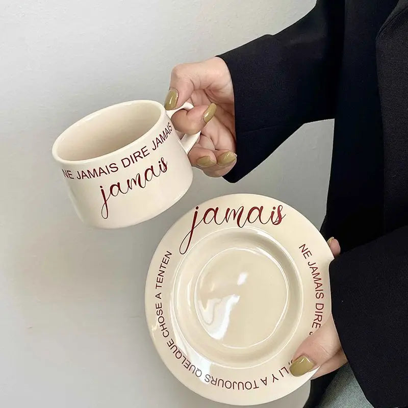 Ceramic Mug Household Coffee Cup Saucers Set Nordic Style Minimalist Beautiful Girls' Breakfast Cups Creative Birthday Gifts