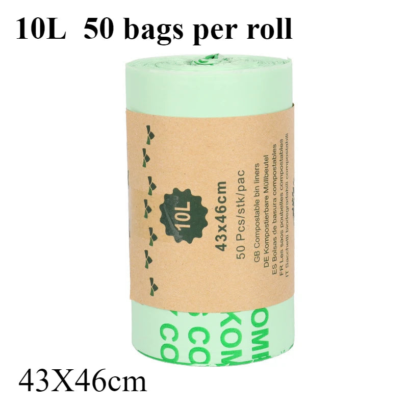 50PCS 6/8/10/30L Biodegradable Garbage Bags Household Compostable Garbage Bags Thickened Breakpoint Easy To Tear Garbage Bags
