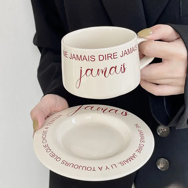 Ceramic Mug Household Coffee Cup Saucers Set Nordic Style Minimalist Beautiful Girls' Breakfast Cups Creative Birthday Gifts