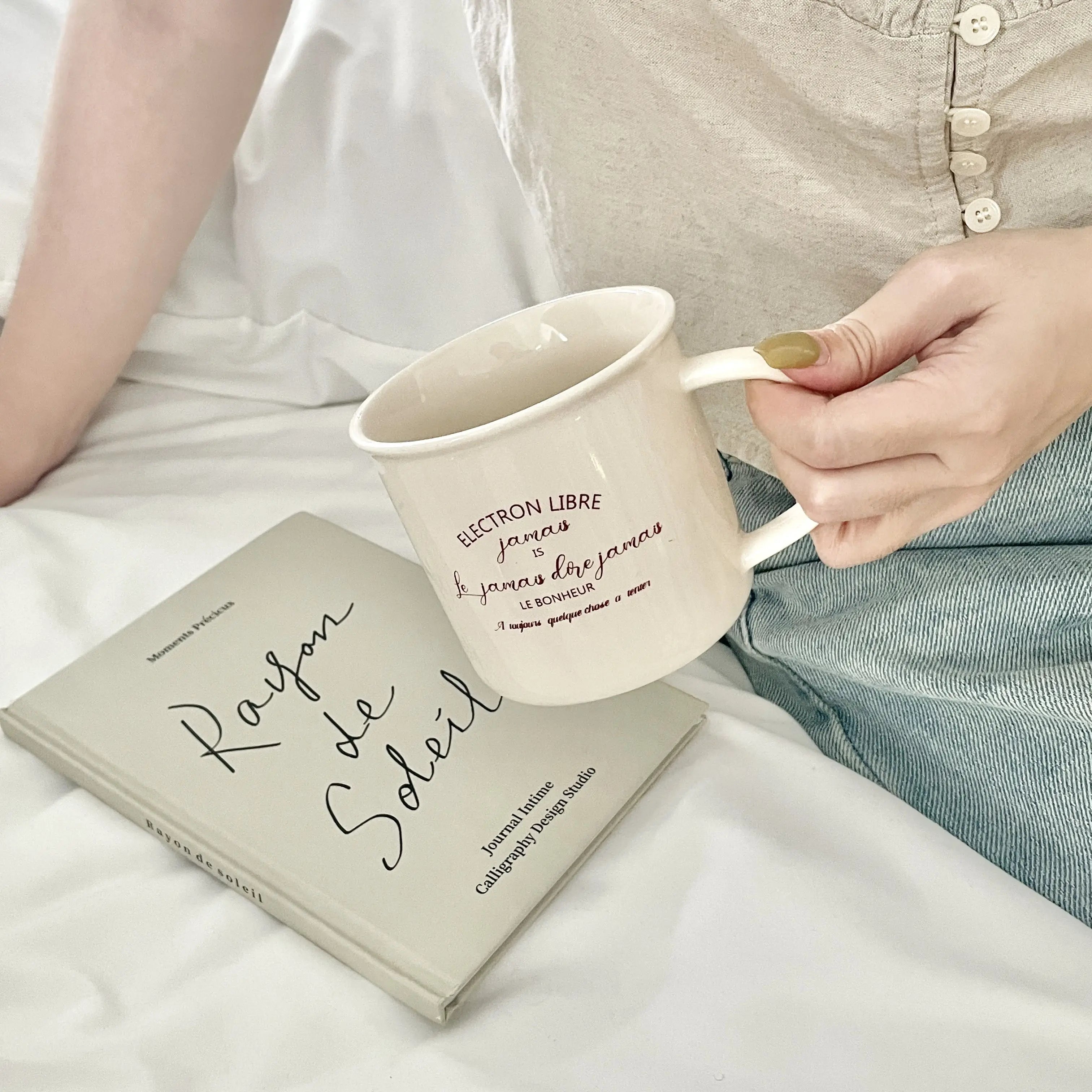 Ceramic Mug Household Coffee Cup Saucers Set Nordic Style Minimalist Beautiful Girls' Breakfast Cups Creative Birthday Gifts