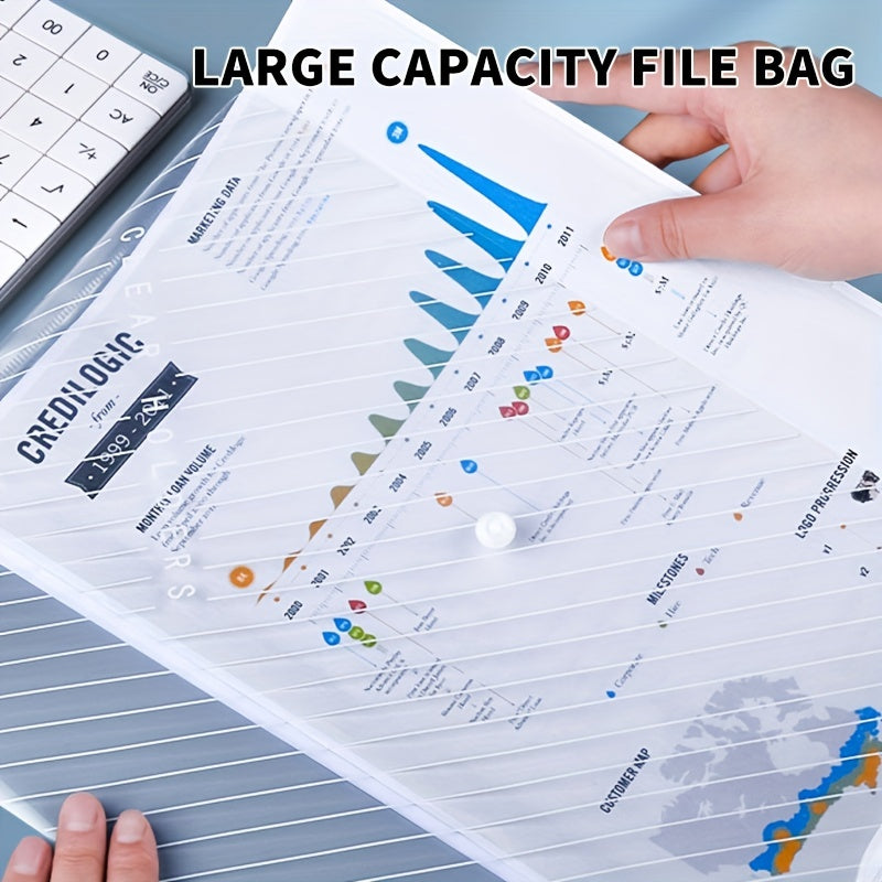 5/30pcs, A4 File Bag, Clear Plastic, Large Capacity And Snapshot Button, Perfect For School Office And Home